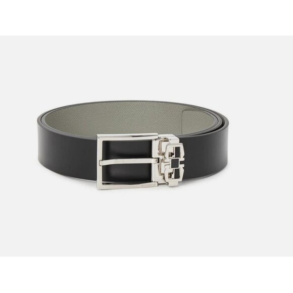 SALVATORE FERRAGAMO reversible leather men's dress belt BLACK/ SAGE -90cm - Picture 2 of 14